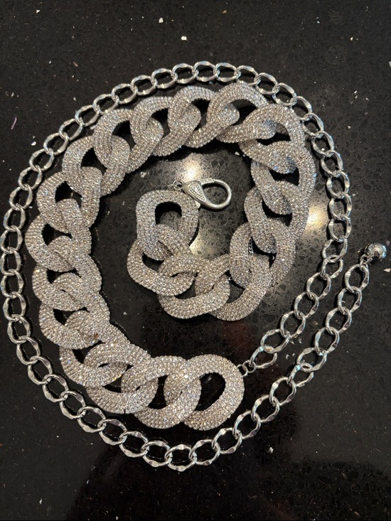 Accessories - *Silver Rhinestones Crystal Pave Chain Link Adjustable Belt Sparkly BOHO GLAM